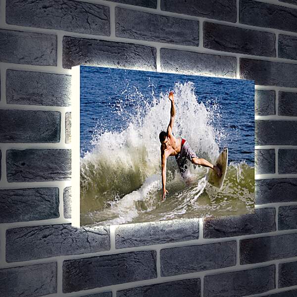 Лайтбокс световая панель - Падающий в воду сёрфингист