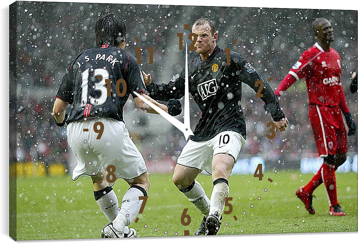 Часы картина - Уэйн Руни и его партнёр по Манчестер Юнайтед