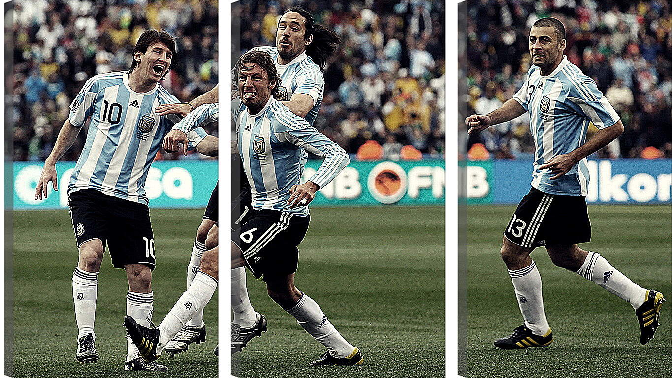 Модульная картина - Месси радуется голу в сборной Аргентины
