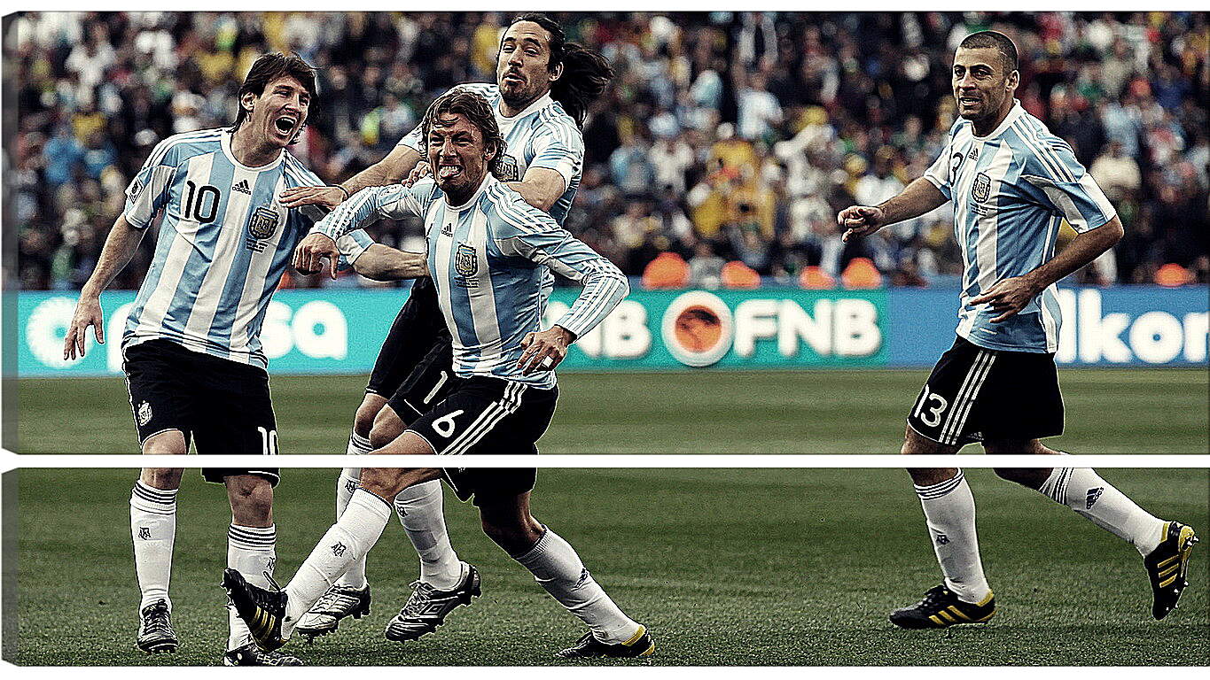 Модульная картина - Месси радуется голу в сборной Аргентины