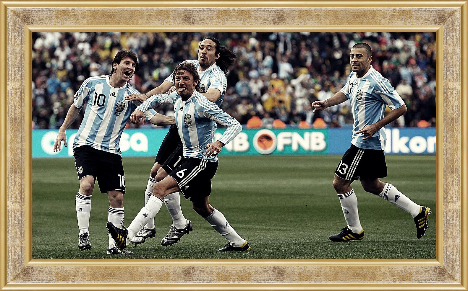 Картина в раме - Месси радуется голу в сборной Аргентины