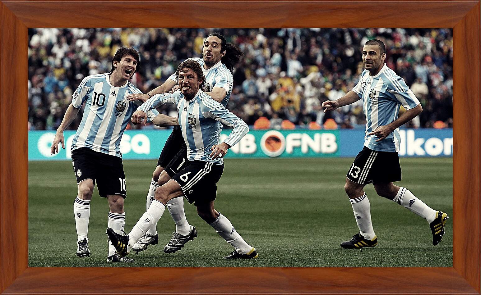 Картина в раме - Месси радуется голу в сборной Аргентины