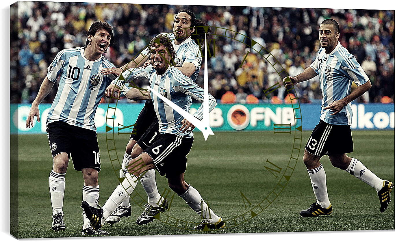 Часы картина - Месси радуется голу в сборной Аргентины