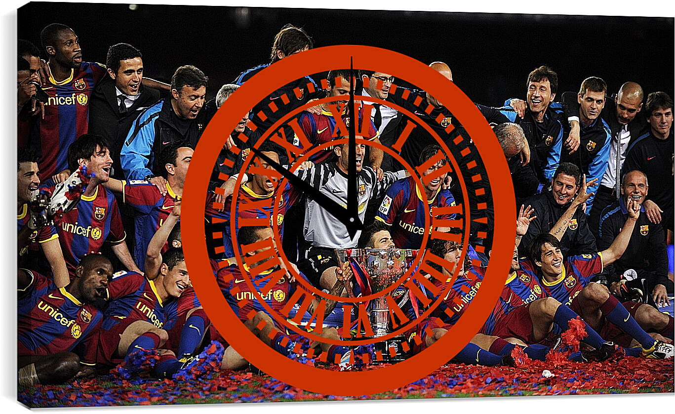 Часы картина - Победа в Чемпионате Испании. ФК Барселона. FC Barcelona