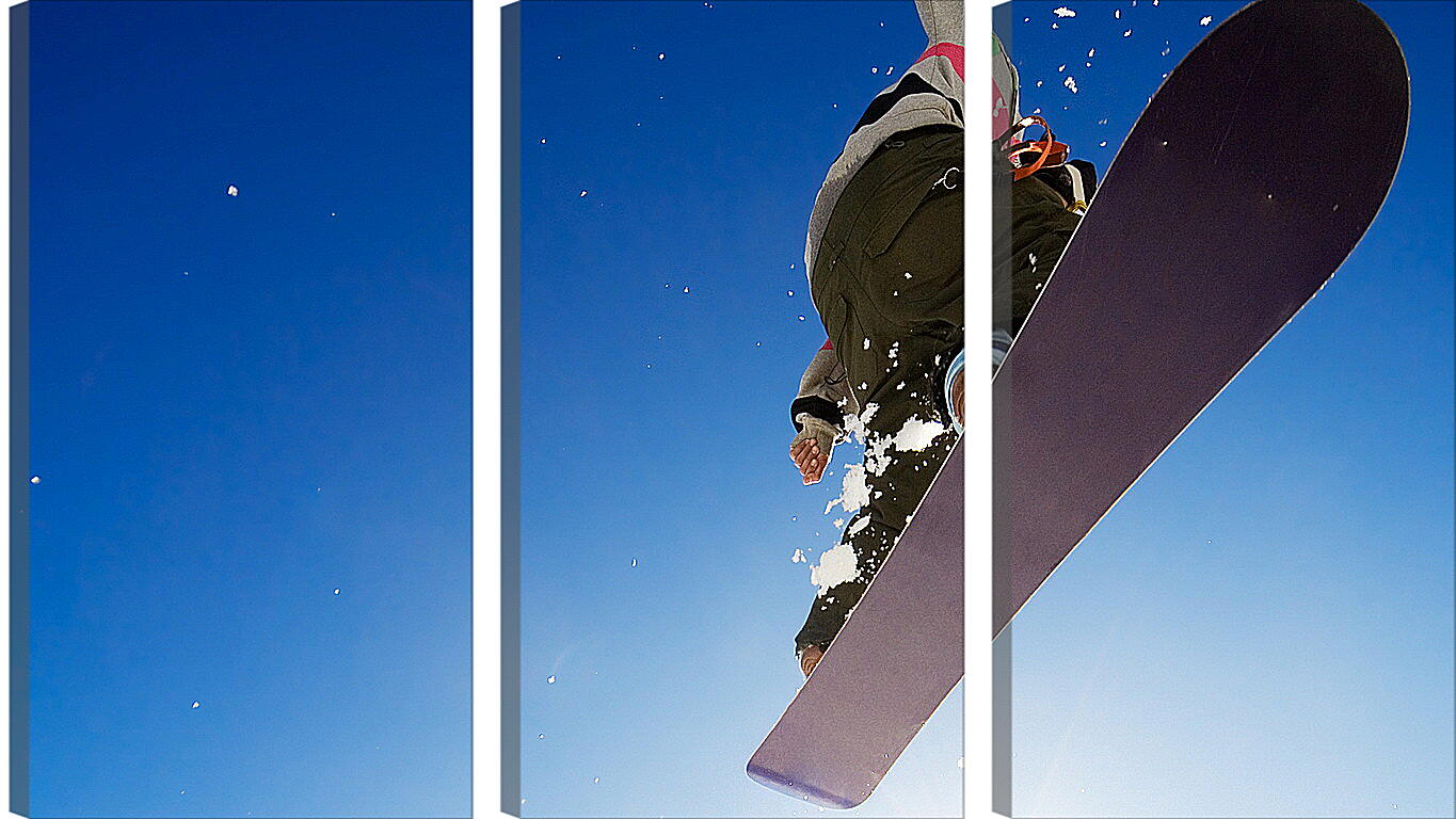Модульная картина - Прыжок сноубордиста на фоне чистого неба