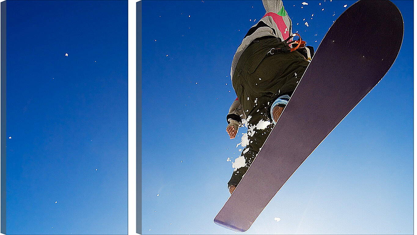 Модульная картина - Прыжок сноубордиста на фоне чистого неба