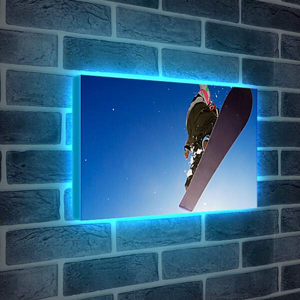 Лайтбокс световая панель - Прыжок сноубордиста на фоне чистого неба