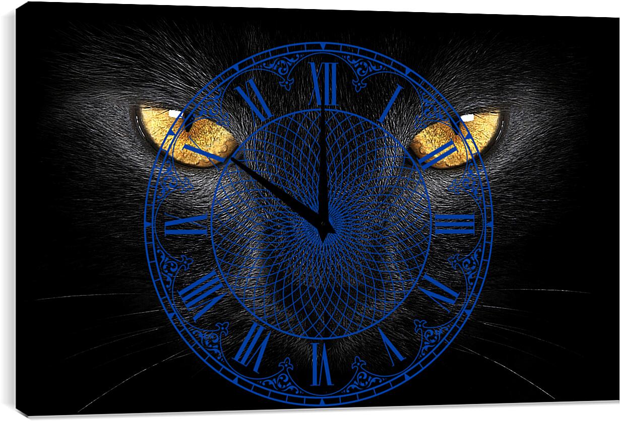 Часы картина - Взгляд черного кота