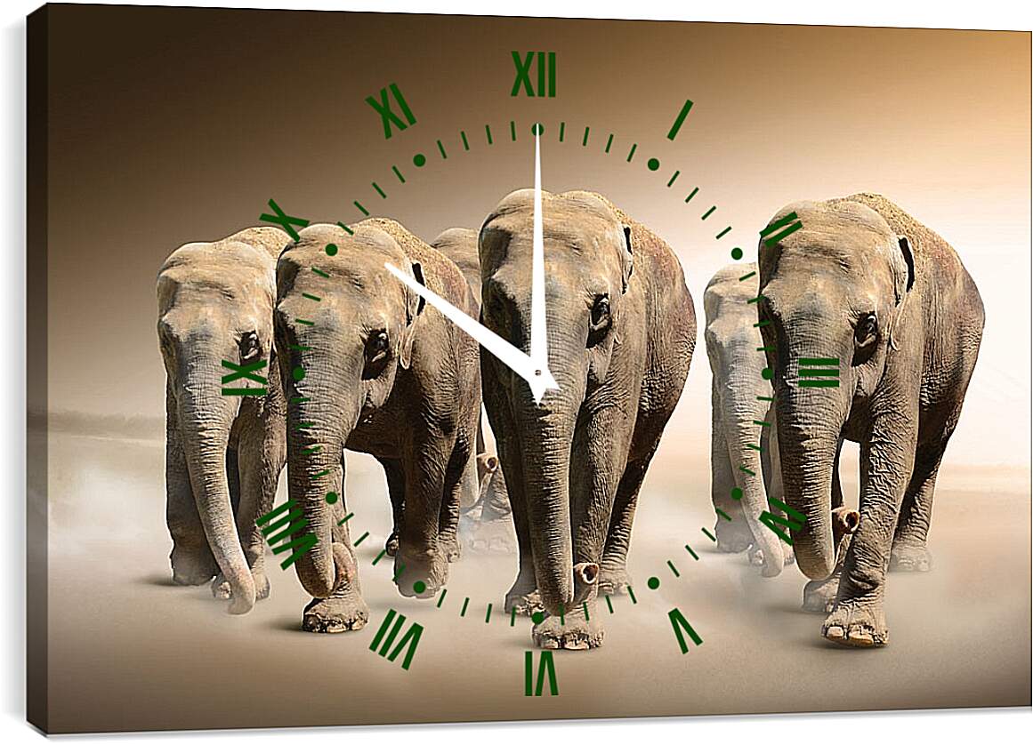 Часы картина - Слоны