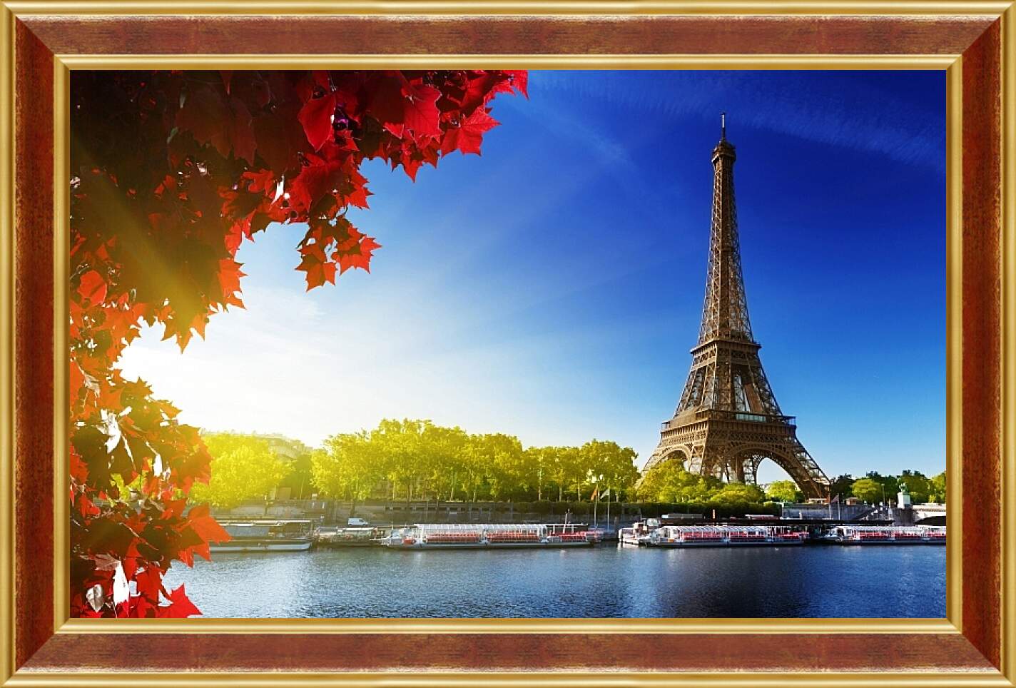 Картина в раме - Париж. Эйфелева башня, осень