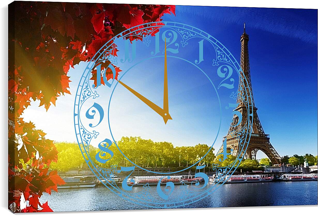 Часы картина - Париж. Эйфелева башня, осень