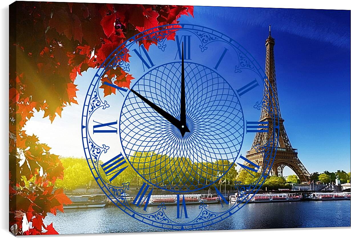 Часы картина - Париж. Эйфелева башня, осень