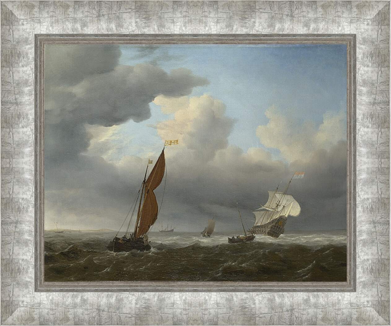 Картина в раме - Корабль в море