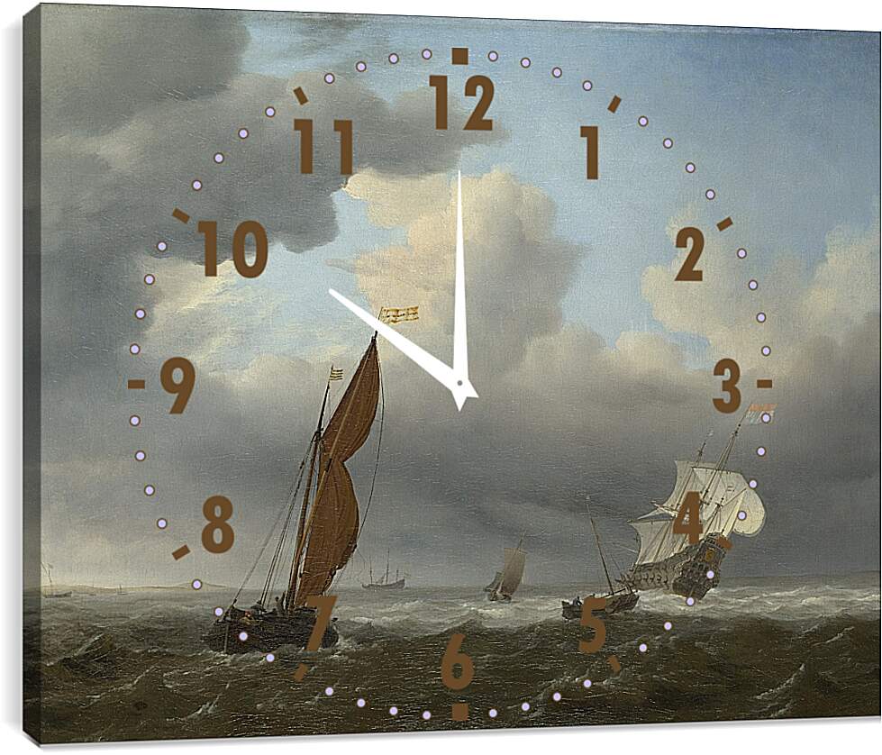 Часы картина - Корабль в море