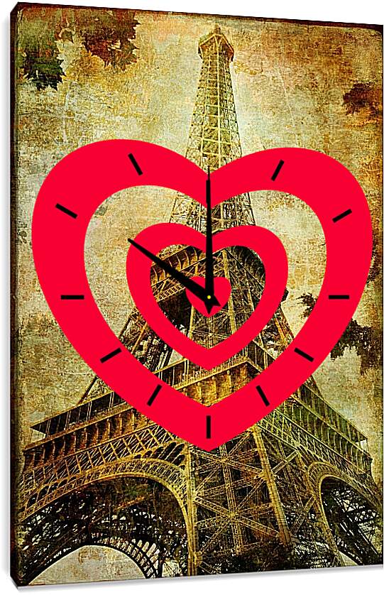 Часы картина - Париж эйфелева башня