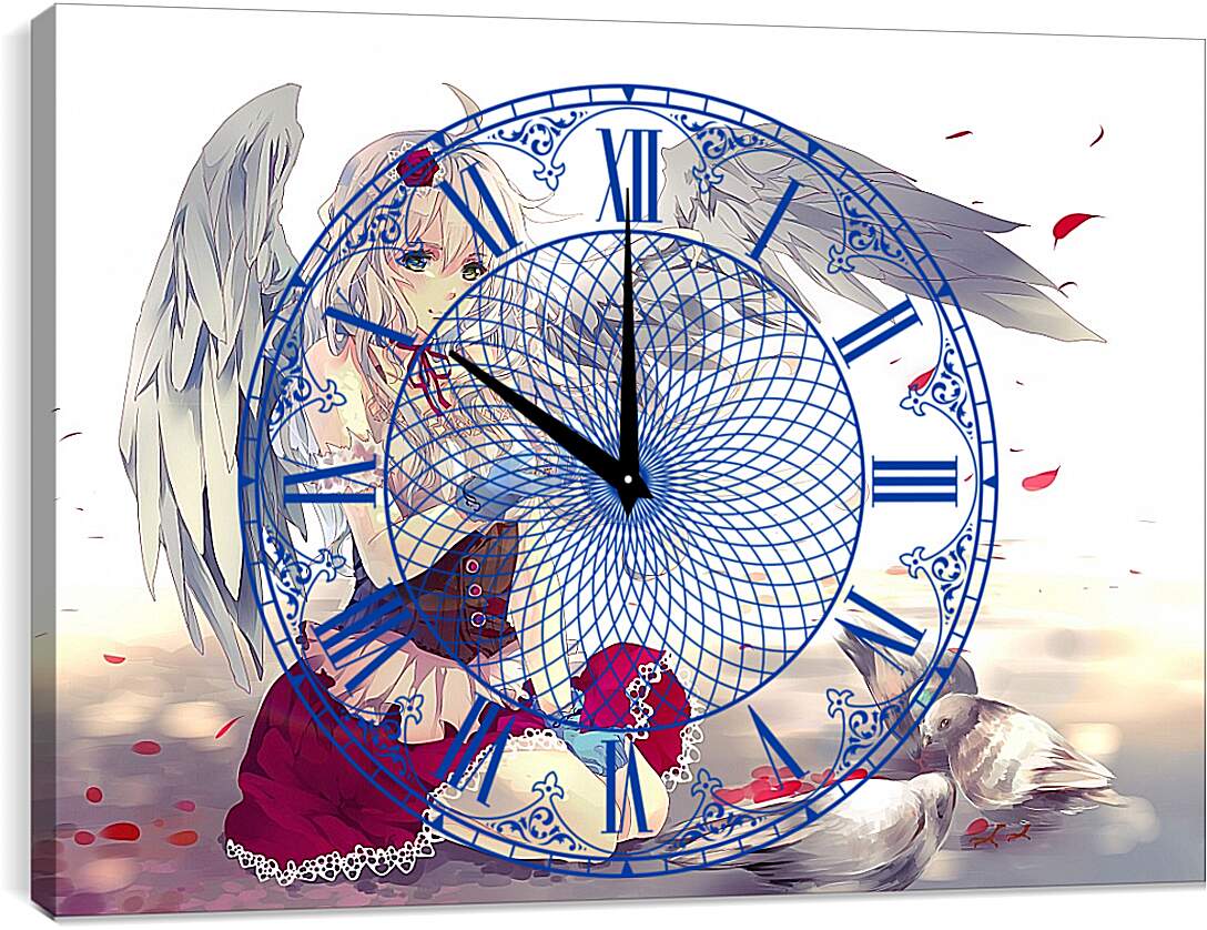 Часы картина - Аниме, девушка с крыльями