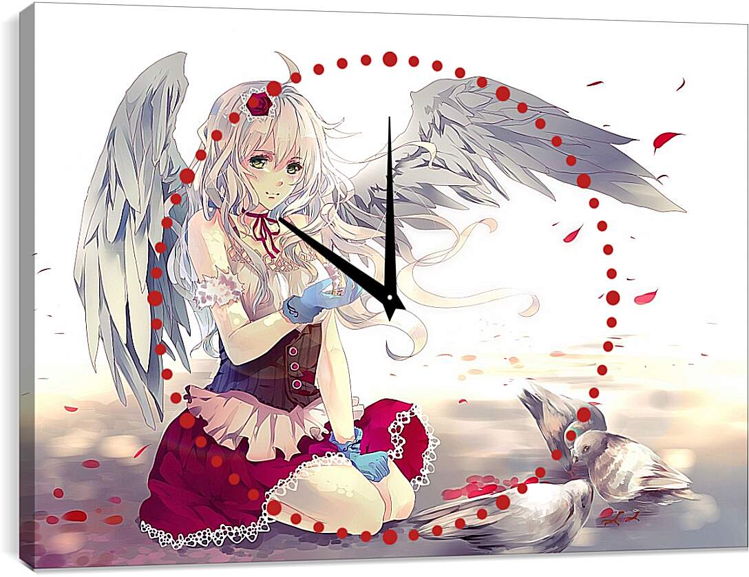 Часы картина - Аниме, девушка с крыльями