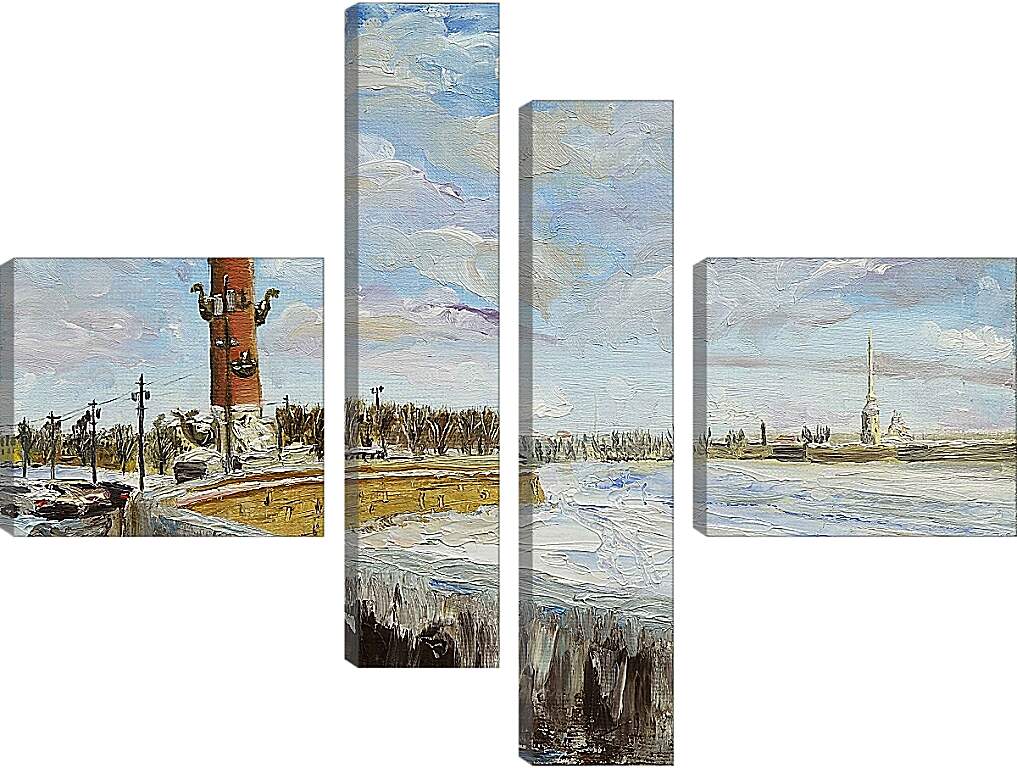 Модульная картина - Берег Невы. Санкт Петербург