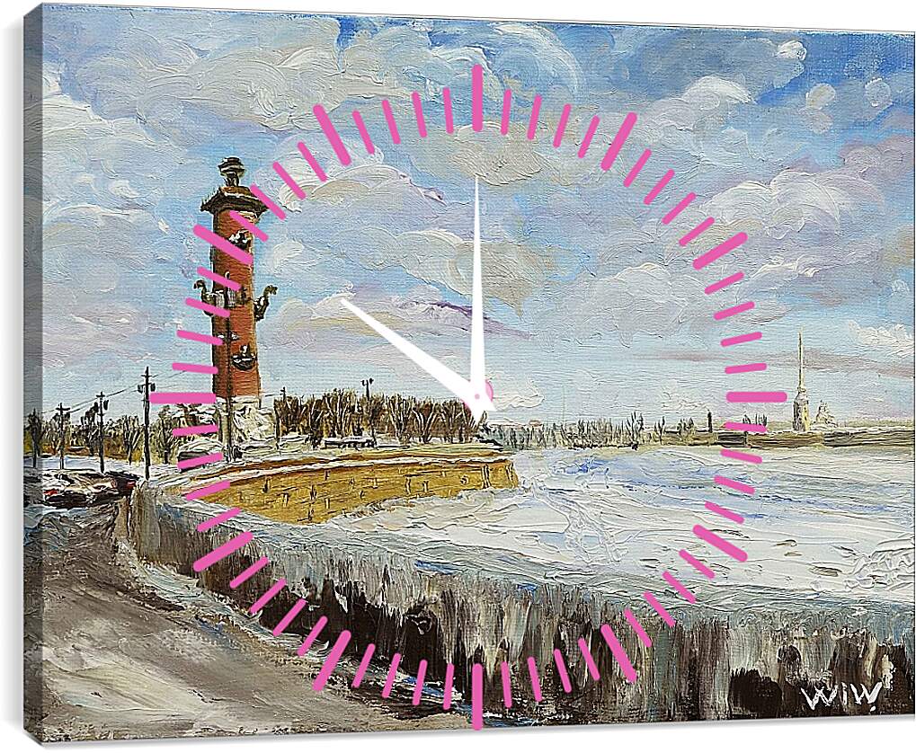 Часы картина - Берег Невы. Санкт Петербург