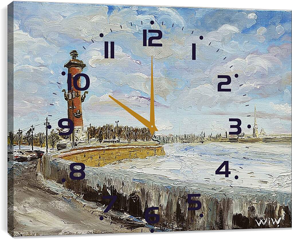 Часы картина - Берег Невы. Санкт Петербург