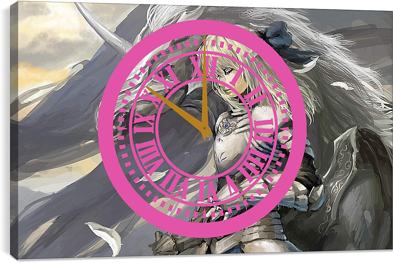Часы картина - Единорог и девушка
