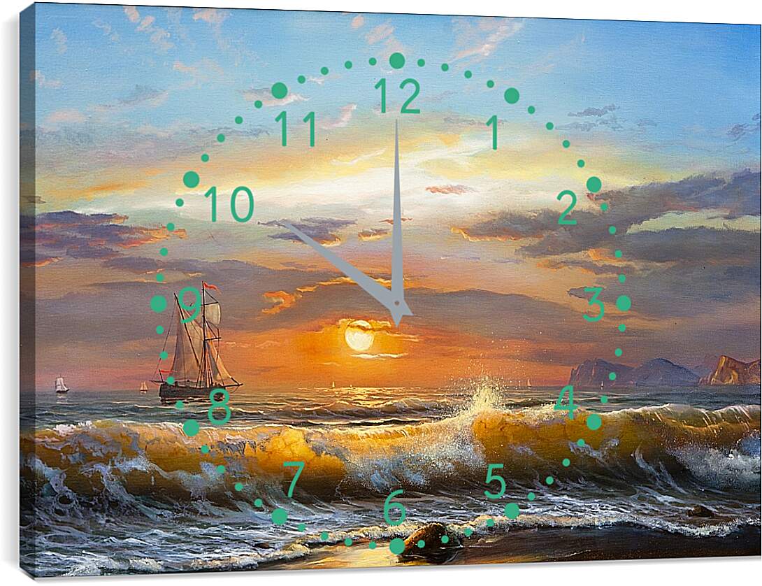 Часы картина - Вечер у берегов Санто Доминго
