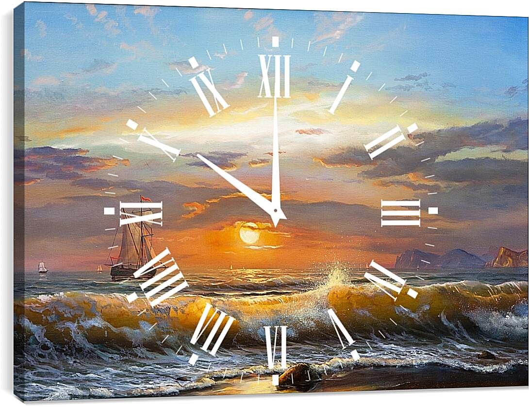Часы картина - Вечер у берегов Санто Доминго