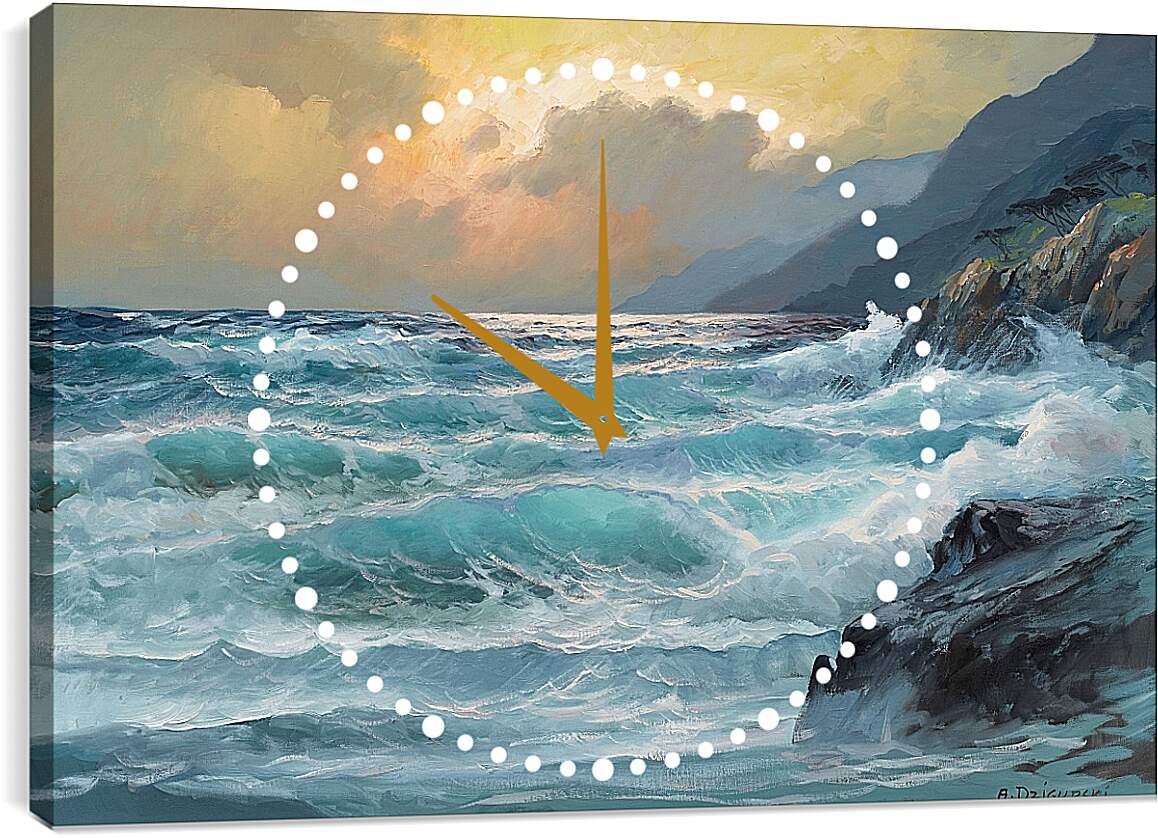 Часы картина - Вечерний шторм