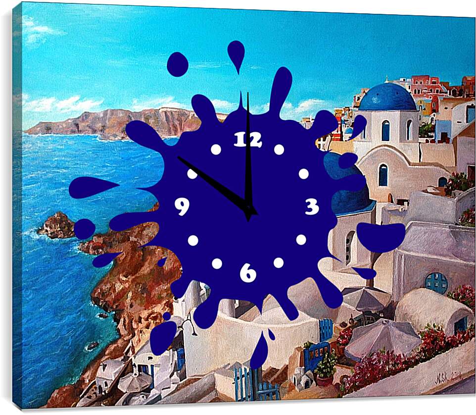 Часы картина - Город на берегу моря