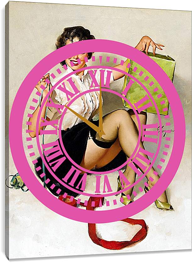 Часы картина - Девушка с лентами