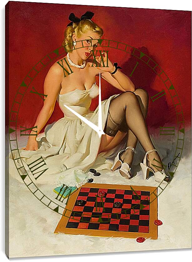 Часы картина - Игра в шашки