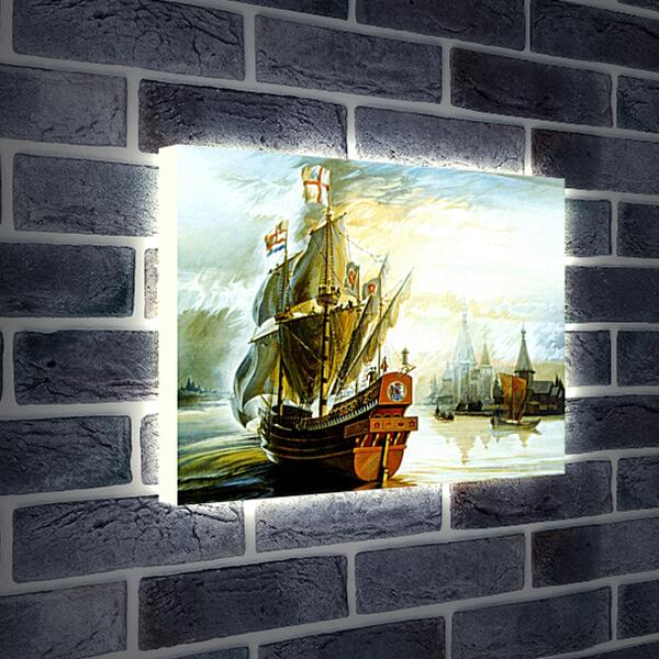 Лайтбокс световая панель - Корабль в бухте