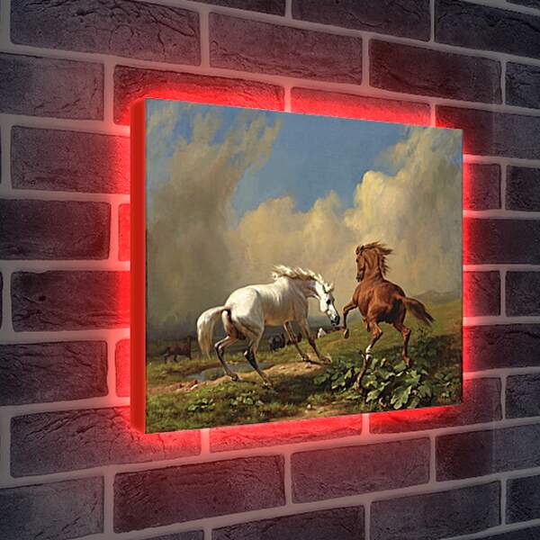Лайтбокс световая панель - Пожар в степи и кони