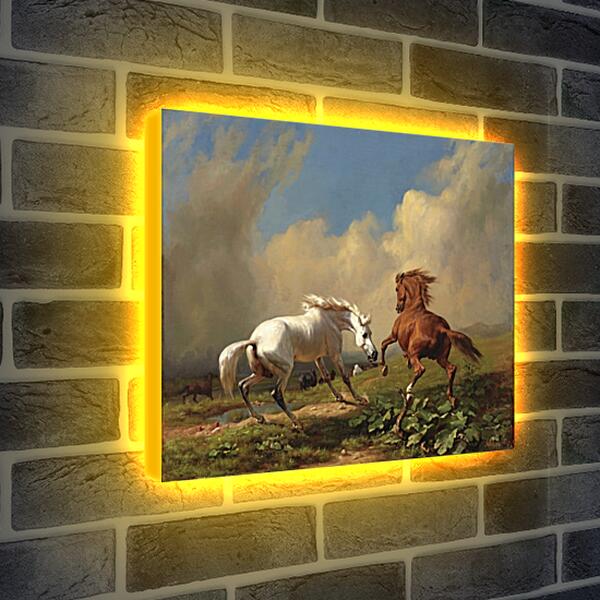 Лайтбокс световая панель - Пожар в степи и кони
