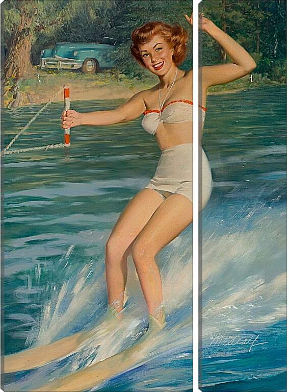 Модульная картина - Рыжая девушка на водных лыжах