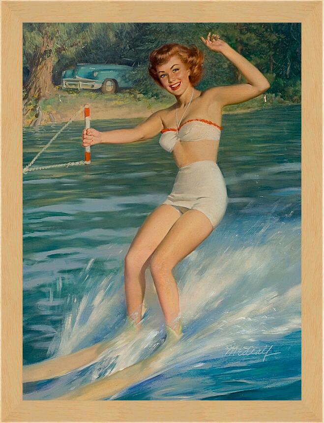 Картина в раме - Рыжая девушка на водных лыжах