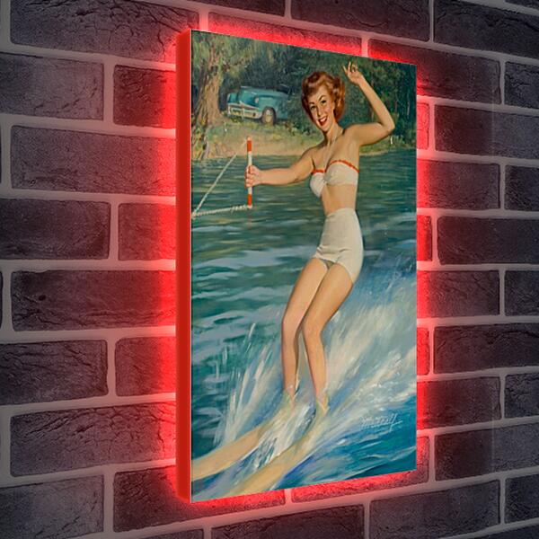 Лайтбокс световая панель - Рыжая девушка на водных лыжах