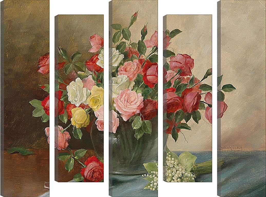 Модульная картина - Цветы в вазе на столе