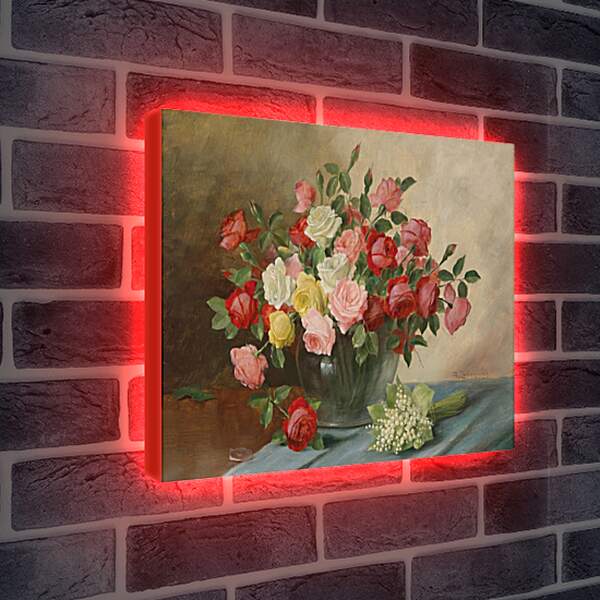Лайтбокс световая панель - Цветы в вазе на столе