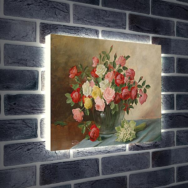 Лайтбокс световая панель - Цветы в вазе на столе