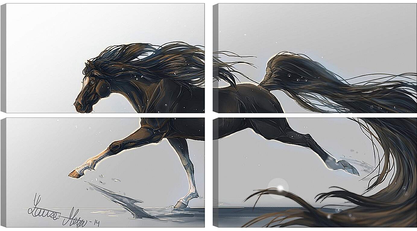 Модульная картина - Конь ночь