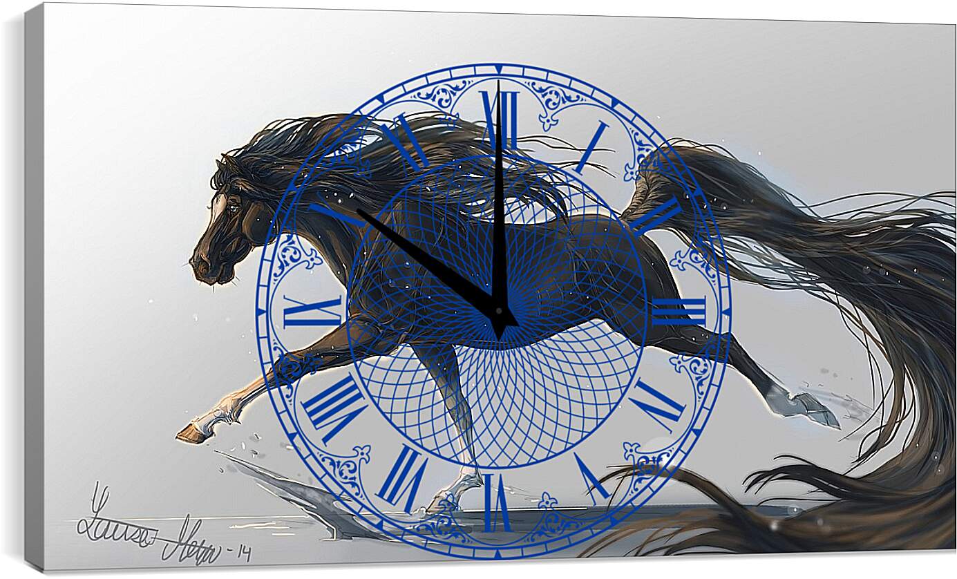 Часы картина - Конь ночь