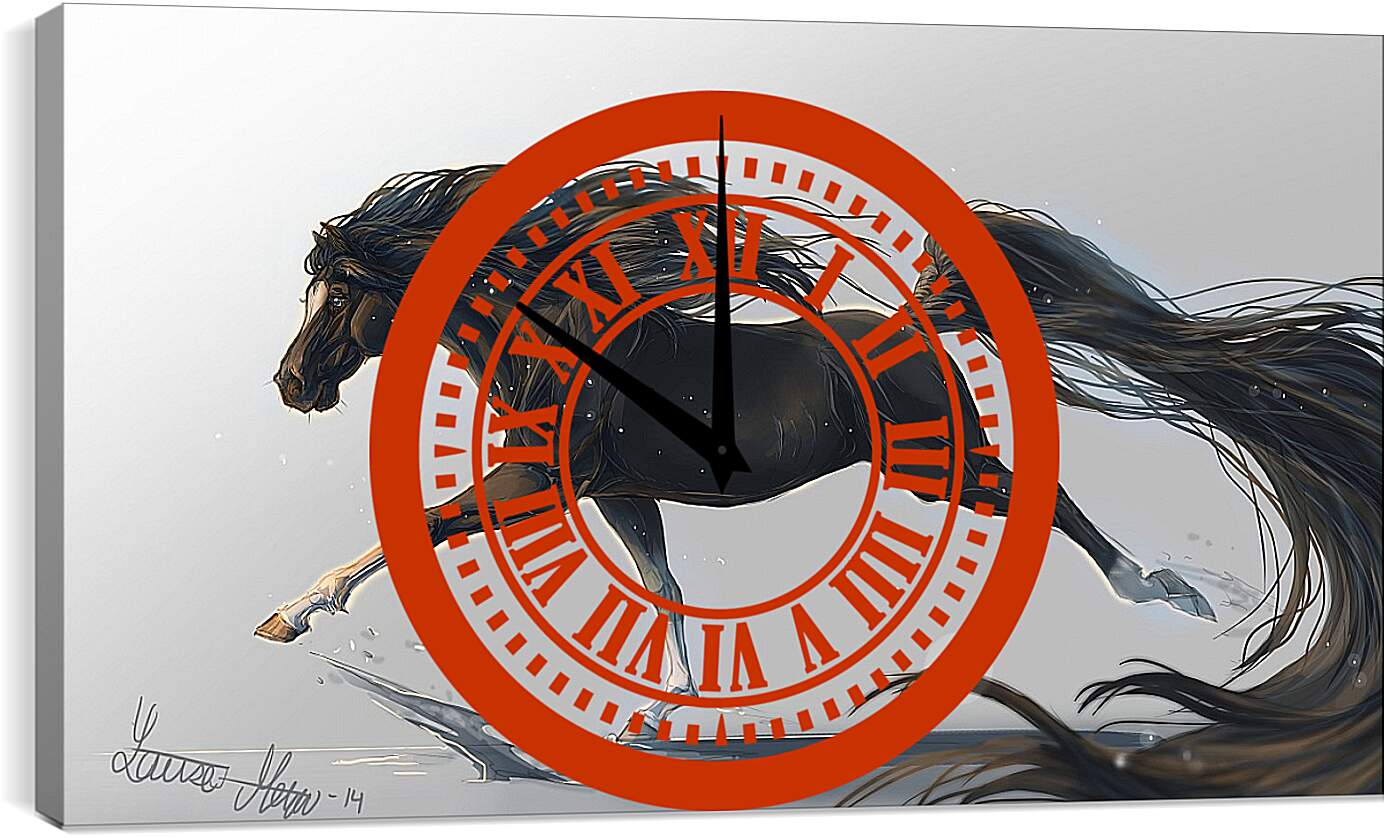 Часы картина - Конь ночь