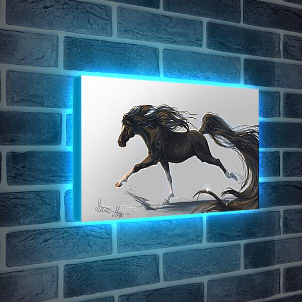 Лайтбокс световая панель - Конь ночь