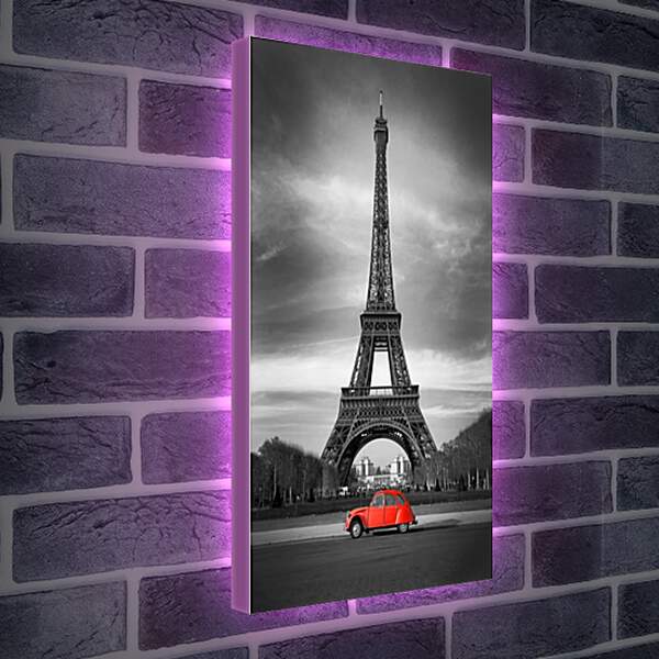 Лайтбокс световая панель - Париж эйфелева башня красная машина