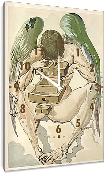 Часы картина - Падший ангел. Чистилище. Иллюстрации к "Божественной комедии". Сальвадор Дали