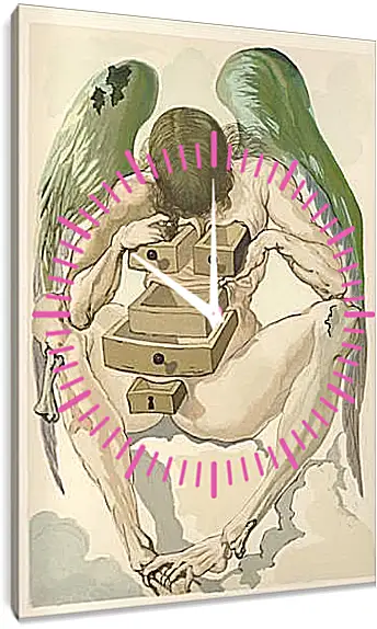 Часы картина - Падший ангел. Чистилище. Иллюстрации к "Божественной комедии". Сальвадор Дали