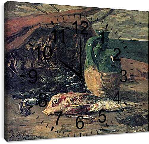 Часы картина - Stilleben mit Fischen. Поль Гоген