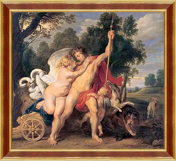 Картина в раме - Venus and Adonis. Питер Пауль Рубенс