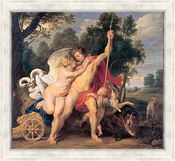 Картина в раме - Venus and Adonis. Питер Пауль Рубенс